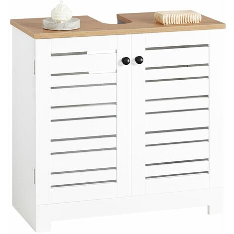 Mueble de baño para baño, color blanco y natural, 60 x 30 x 59 cm BZR40-W SoBuy ES