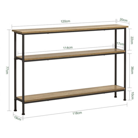 Mesa de Entrada Recibidor Mesa de Consola con 3 Niveles Estructura de Metal, Estilo Industrial 120 x 77 x 20 cm FSB49-PZ SoBuy ES