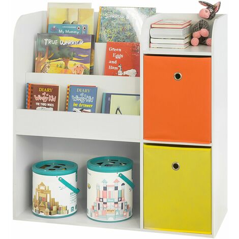 Organizador de Juguetes Estantería Infantil con Cajas de Colores Estantería de Almacenamiento Multifuncional con 2 Cajas 89 x 35 x 88 cm KMB37-W SoBuy ES