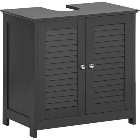 Armario para el Debajo del Lavado,2 Puertas y 2 estantes Interior L 60 x P 35 x H 58 cm Gris FRG237-DG SoBuy ES