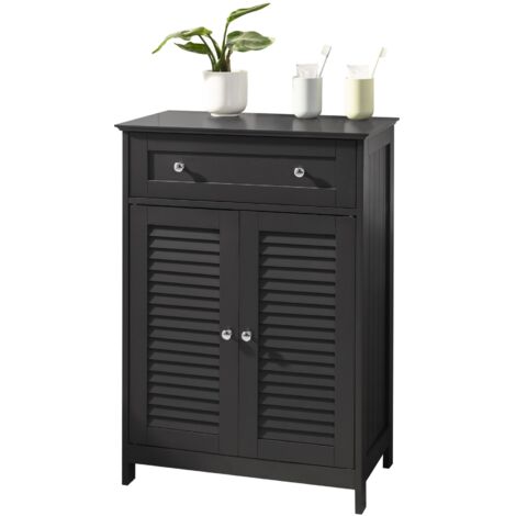 Mueble Auxiliar para baño, Armario de almacenaje Organizador para baño con 1 cajones y 2 Puerta Gris FRG238-DG SoBuy ES
