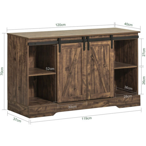 Aparador Recibidor con Puerta corrediza de Granero, Compartimento Abierto Armario de Almacenamiento para Comedor salón Cocina 120 x 40 x 70 cm FSB60-N SoBuy ES