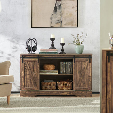Aparador Recibidor con Puerta corrediza de Granero, Compartimento Abierto Armario de Almacenamiento para Comedor salón Cocina 120 x 40 x 70 cm FSB60-N SoBuy ES