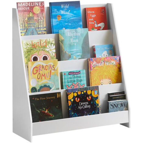 Librería Infantil para niños Estantería para Juguetes para niños con 4 Compartimentos Abiertos 80 x 30 x 88 cm KMB32-W SoBuy ES