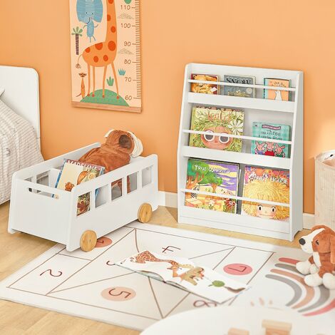  UTEX Estantería infantil de 4 niveles, estantería para niños,  estantería de pared para dormitorio, sala de estar, color blanco : Hogar y  Cocina
