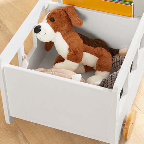 Caja Baúl de Almacenamiento para Juguetes con Ruedas organizador de juguetes  y libros con 2 Secciones