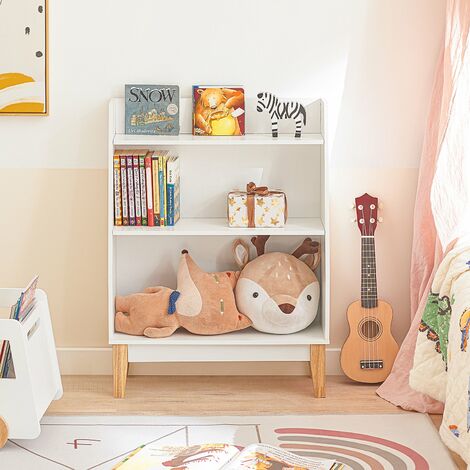 Estantería infantil con diseño en forma de casa de MDF color blanco y patas  de madera Woltu