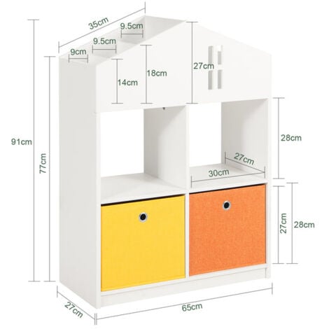 Estantería Infantil de Juguetes y Libros Librería Infantil con 2 Cestas 65  x 27 x 91cm KMB49-W SoBuy ES