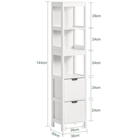 Mueble Columna de baño Armario para baño-3 estantes y 2 cajones FRG126-W SoBuy ES