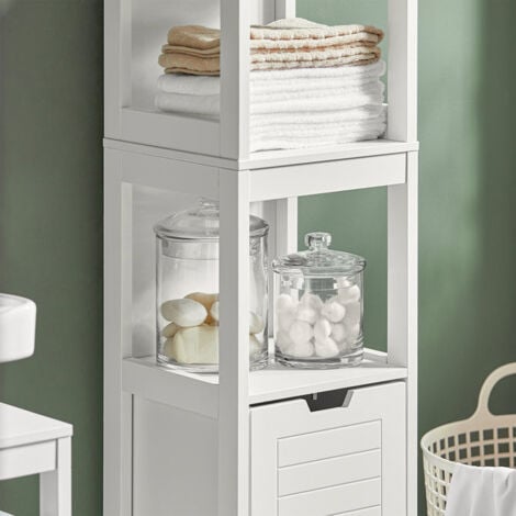 Mueble Columna de baño Armario para baño-3 estantes y 2 cajones FRG126-W SoBuy ES