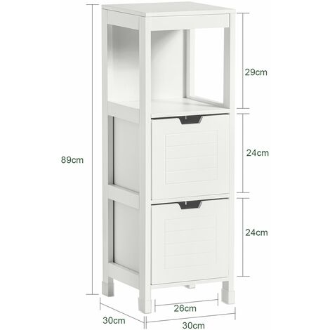 Mueble Columna de Baño, Armario para Baño - 1 Estante y 2 Cajones Blanco FRG127-W SoBuy ES