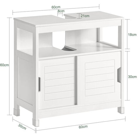 Mueble para Debajo del Lavabo,Armario de Baño de Suelo,1 Estante y 2 Puertas Correderas,H60cm,FRG128-W SoBuy ES