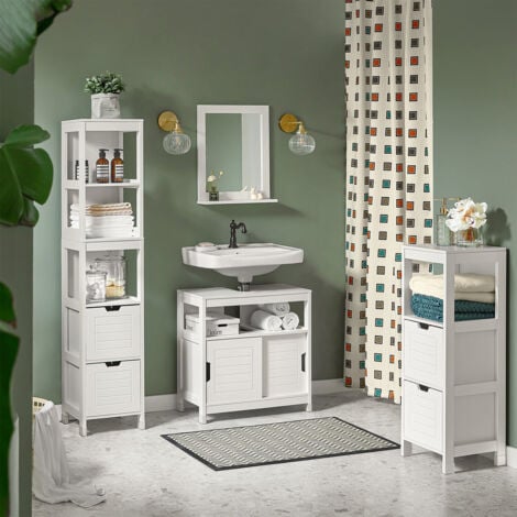 Mueble para Debajo del Lavabo,Armario de Baño de Suelo,1 Estante y 2 Puertas Correderas,H60cm,FRG128-W SoBuy ES