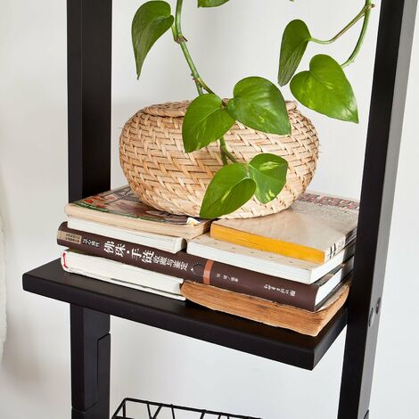Moderna estantería escalonada, librería, estantería de Pared, Estanterías para CDs y DVDs, 4 estantes/Negro FRG15-SCH SoBuy ES