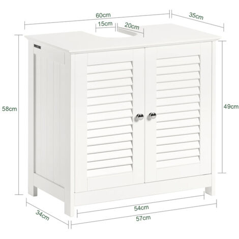 Armario para el Debajo del Lavado,2 Puertas,Blanco,L 60 x P 35 x H 58 cm Blanco FRG237-W SoBuy ES