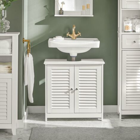 Armario para el Debajo del Lavado,2 Puertas,Blanco,L 60 x P 35 x H 58 cm Blanco FRG237-W SoBuy ES