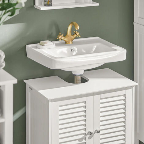 Armario para el Debajo del Lavado,2 Puertas,Blanco,L 60 x P 35 x H 58 cm Blanco FRG237-W SoBuy ES