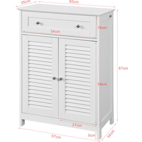Armario de almacenaje Mueble Auxiliar para baño- 1 cajones y 2 Puertas Blanco FRG238-W SoBuy ES