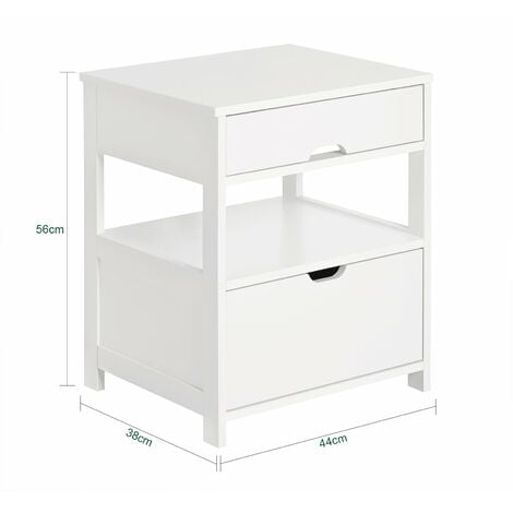 Mesita de Noche Dormitorio, Mesa Auxiliar con 2 cajones,Blanco FRG258-W SoBuy ES
