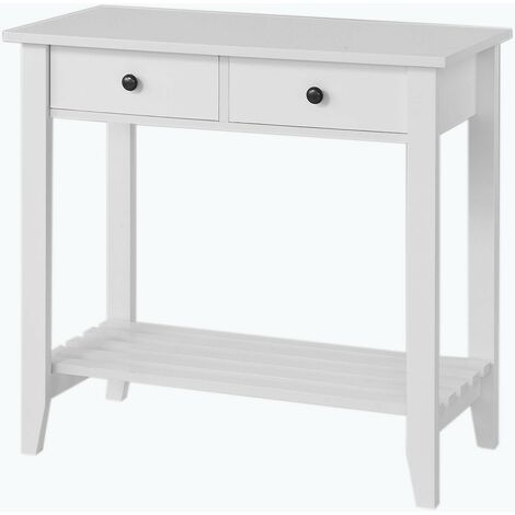 SoBuy® Mesa auxiliar con 2 cajones y tablero o estante, Consola mesa madera escritorio blanco, Carro de cocina, FSB04-W, ES