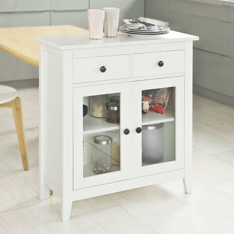 estanteria con 2 Puertas, Armario bajo, Consola Mesa Madera Escritorio Blanco, estanteria de Cocina, Blanco FSB05-W SoBuy ES