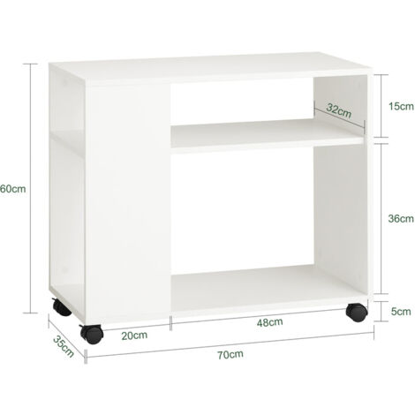 Mesa Auxiliar con 2 Estantes, Consola,Mesita de Noche con Ruedas FBT34-W SoBuy ES