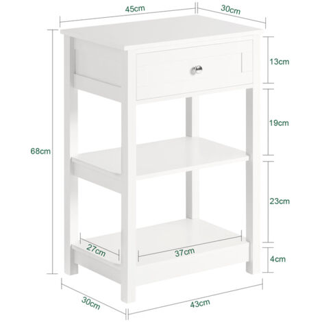 Mesa Auxiliar con 1 cajón, Consola,mesita de Noche para salón Comedor, teléfono o lampara Blanco FBT46-W SoBuy ES