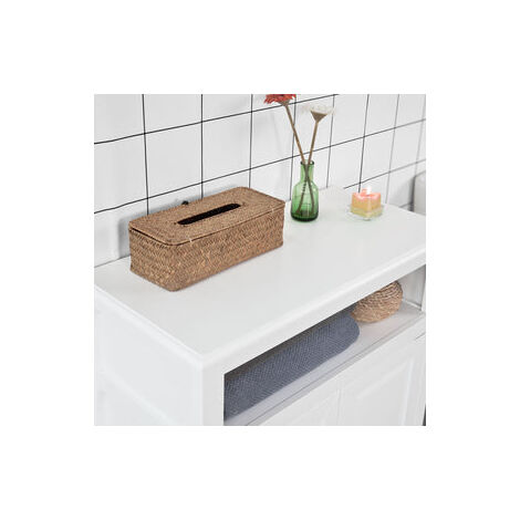Armario para Baño,Aparador con 2 Puertas y Estante,L 69 x P 33 x H 80cm,Blanco Blanco FRG204-W SoBuy ES