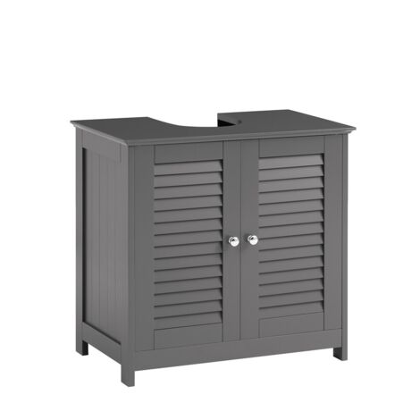 Mueble para Debajo del Lavabo Armario de Baño de Suelo 2 Estantes y 2 Puertas Gris Oscuro 60 x 35 x 58 cm FRG237-II- DG SoBuy ES