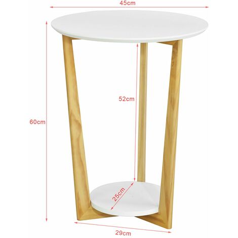 Mesa Auxiliar con 2 Estantes Mesita de Noche Mesa de Café Mesa de Centro Consola H60 cm FBT52-WN SoBuy ES