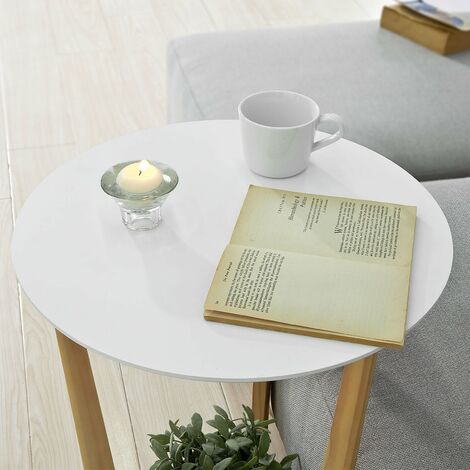 Mesa Auxiliar con 2 Estantes Mesita de Noche Mesa de Café Mesa de Centro Consola H60 cm FBT52-WN SoBuy ES