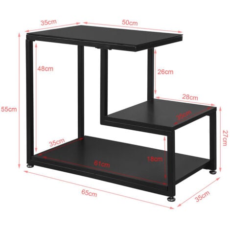 Mesa Auxiliar con 3 Estantes, Consola,Mesita de Noche para Salón Comedor, Teléfono o Lampara Negro FBT65-SCH SoBuy ES