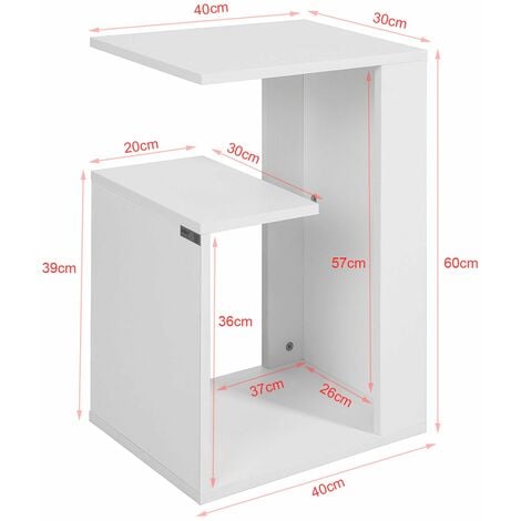 Mesa Auxiliar con 2 Estantes Mesita de Noche Mesa de Café Mesa de Centro  Consola H60 cm FBT52-WN SoBuy ES