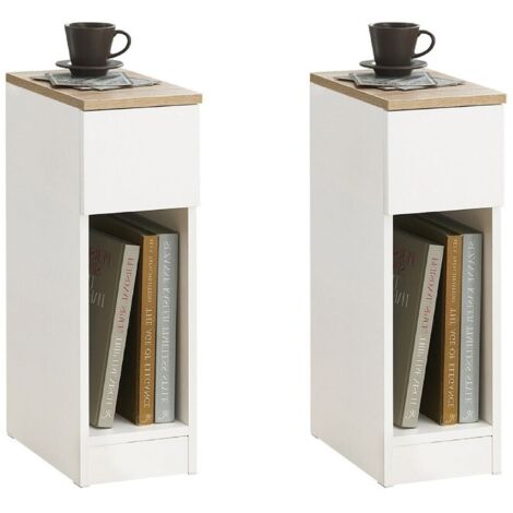 Set de 2 Mesas Auxiliares Mesita de Noche con 1 cajón Mesa para salón Comedor 20 x 35 x 60 cm FBT111-WNx2 SoBuy ES