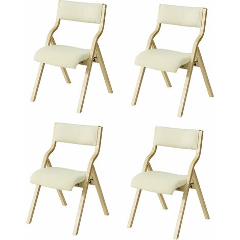Lote de 4 Sillas de Madera Silla Plegable Silla de Cocina Silla de Comedor Beige 48 x 58 x 78 cm FST40-Wx4 SoBuy ES