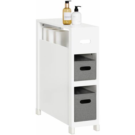 Mueble de Baño con 2 Cestos Armario Multifuncional de Almacenaje para Baño con 1 Estante 60 x 20 x 70 Blanco BZR83-W SoBuy ES