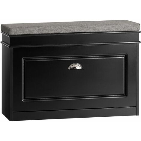 Banco Zapatero Organizador para Zapatos con 1 Solapa Negro 75 x 24 x 51 cm FSR82-L-SCH SoBuy ES