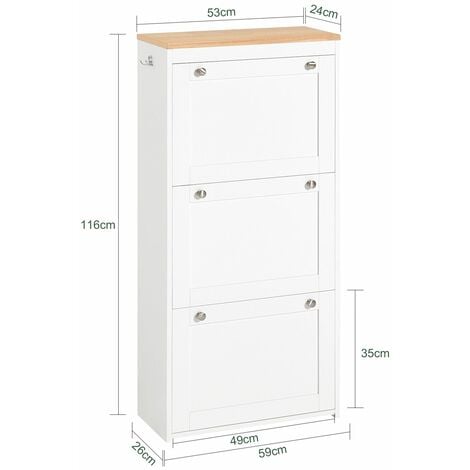 Zapatero con 3 Solapas Zapatero Estrecho Organizador para Zapatos Blanco 59 x 26 x 116 cm FSR144-WN SoBuy ES