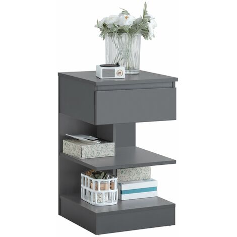 Mesita de Noche con 1 cajón y 2 estantes Mesa Auxiliar para salón Comedor 39 x 39 x 65 cm FBT49-HG SoBuy ES