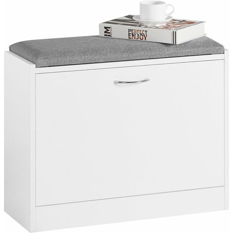 Banco Zapatero con 1 Solapa Banco de almacenamianto con cojín Acolchado de Asiento 60 x 24 x 47 cm FSR16-K-W SoBuy ES