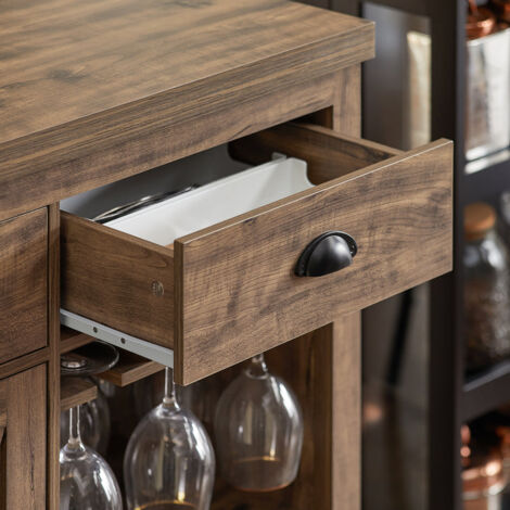 Aparador de Comedor Isla de Cocina con 2 Cajones 1 Puertas y Compartimentos cúbicos 110 x 55 x 95 cm SVW20-N SoBuy ES