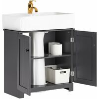 Mueble para Debajo del Lavabo Armario de Baño de Suelo con 1 Estante y 2 Puertas 60 x 30 x 60 cm BZR18-II-DG SoBuy ES