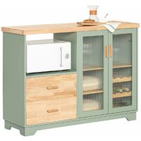Aparador Cocina para microonda Buffet para Comedor Entrada Salón con 2 Puertas 2 cajones y 1 Compartimento Abierto Verde 120 x 40 x 90 cm FSB81-GR SoBuy ES