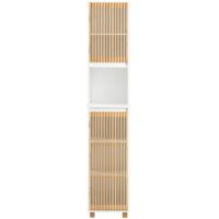 Mueble Columna de Baño con 1 Compartimiento Armario Alto para Baño Estanterías de Baño con 2 Puertas y 5 Estantes 33 x 33 x 165 cm Blanco BZR127-W SoBuy ES