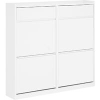Zapatero Estrecho con 4 Solapas Organizador para Zapatos de Entrada con 2 Cajones Blanco 98 x 19 x 95 cm FSR169-W SoBuy ES