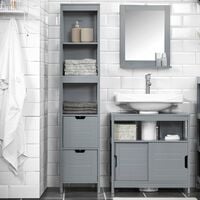 FRG126-W SoBuy® Mueble Columna de baño Armario para baño ES 3 estantes y 2 cajones 