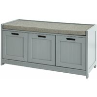 Zapatero Banco con 2 Puertas y 1 cajón para Guardar y Ordenar Gris FSR80-SG SoBuy ES
