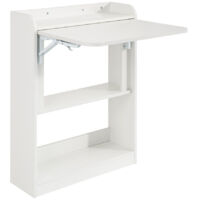 Mesa Escritorio Plegable Mesa Plegable para Computadora con Estantes de Almacenamiento Mesa de Trabajo 64x58x82cm FWT92-W SoBuy ES