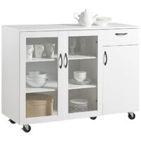 Aparador de Cocina con 2 Cajones 2 Puertas de Vidrio Muebles Auxiliar de Almacenaje para Comedor Salón 116 x 86 x 40 cm FSB57-W SoBuy ES