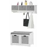 SoBuy Mueble recibidor Zapatero con Perchero Gris+Blanco, FSR35-W+FRG282-W  ES : .es: Hogar y cocina